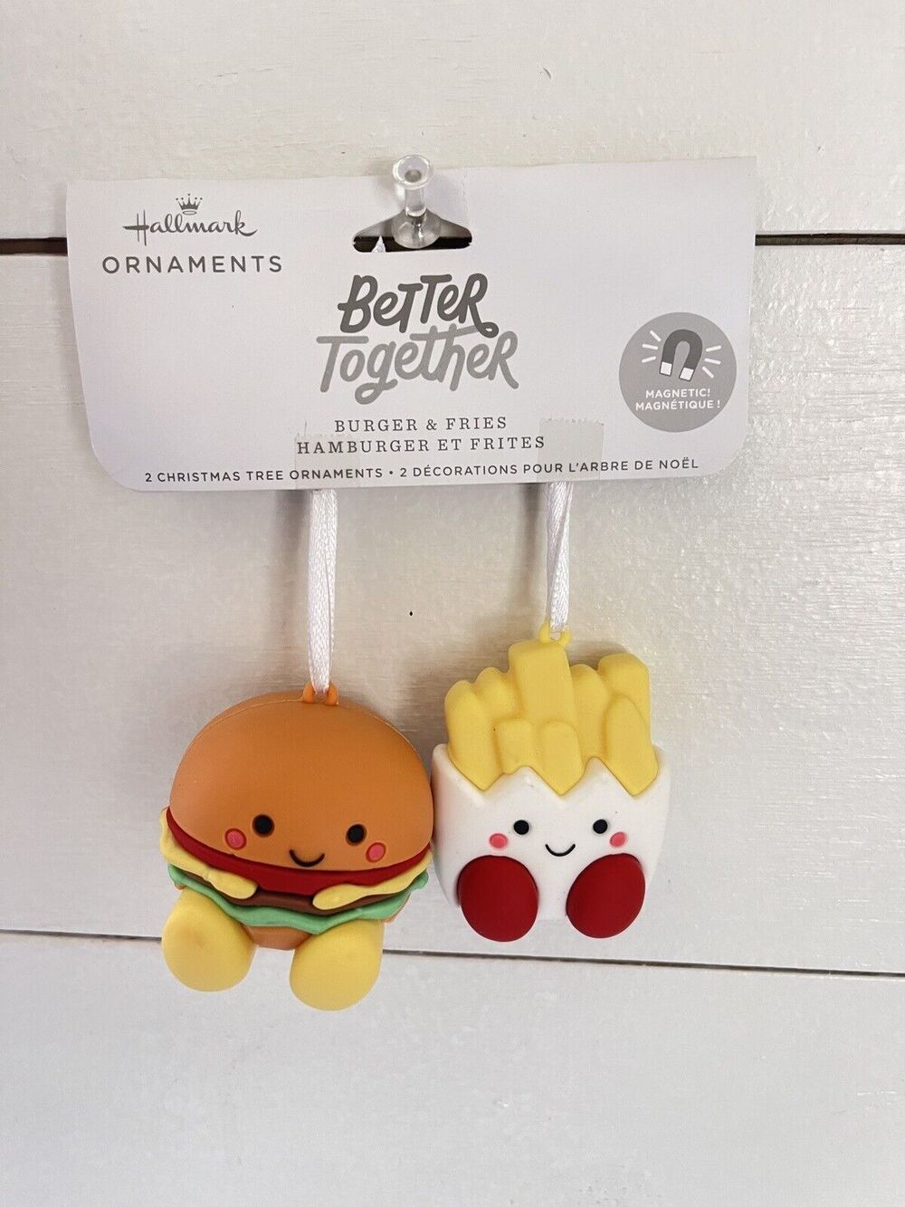 Hallmark Better Together Burger & Fries Magnetic Christmas Ornament Set Cake Top